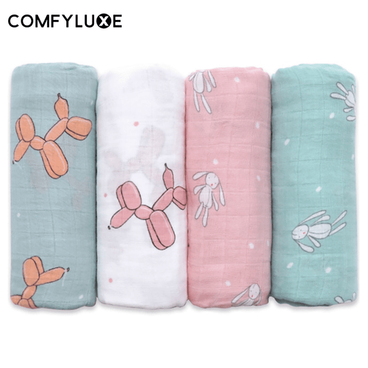 70% Bamboo+ 30% Cotton Baby Muslin Swaddle Wraps Baby Soft Blanket - ComfyLuxe