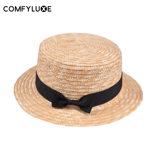 Adorable Bowknot Sun Hat for Kids: Cute Kids' Straw Hat with Large Brim and Beach Vibes - ComfyLuxe