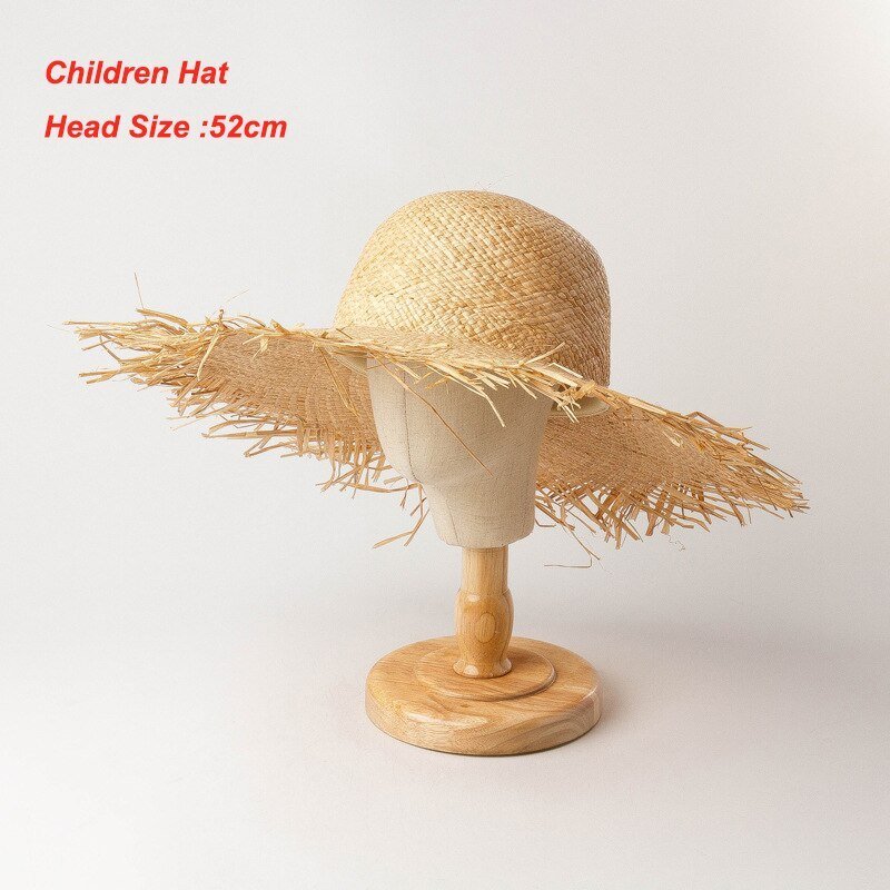 Handmade Natural Raffia Straw Sun Hats with Large Wide Brim for Women and Girls, High-Quality Panama Beach Caps Perfect for Holiday - ComfyLuxe