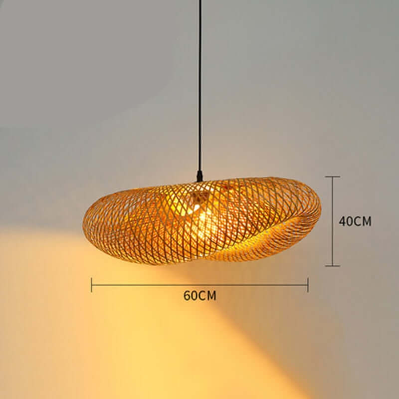 Handmade Bamboo Woven Chandelier Lamp with LED Lights for Home and Bedroom Decor, 40-80cm Ceiling Pendant Light Fixture - ComfyLuxe