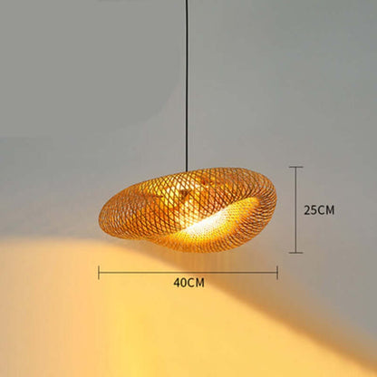Handmade Bamboo Woven Chandelier Lamp with LED Lights for Home and Bedroom Decor, 40-80cm Ceiling Pendant Light Fixture - ComfyLuxe